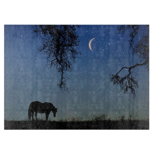 Beautiful Horse and Moon Cutting Board (Front)