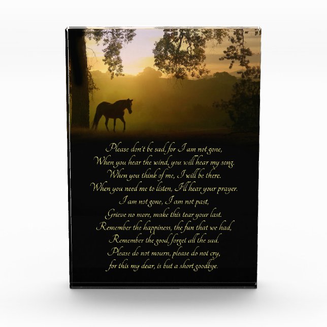 Beautiful Horse and Oak Tree Memorial Photo Block (Front)