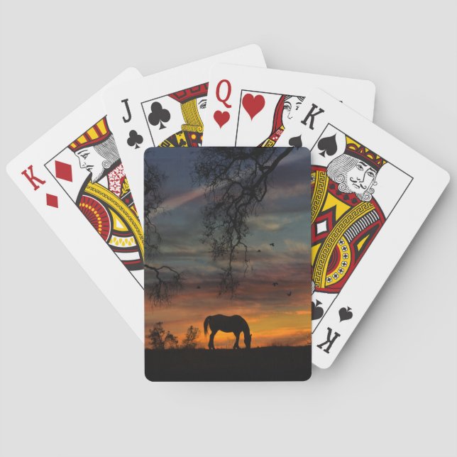 Beautiful Horse and Oak Tree Playing Cards (Back)