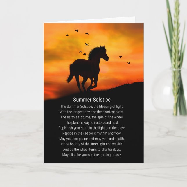 Beautiful Horse and Poem Summer Solstice Card (Front)