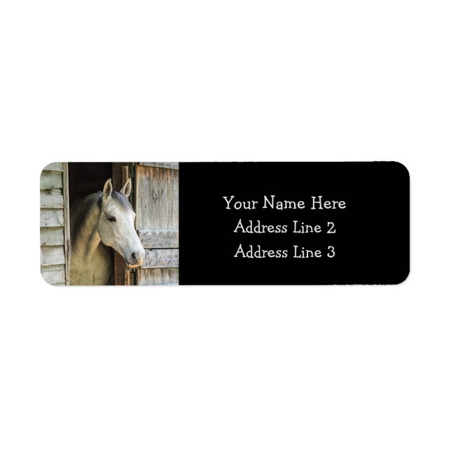 Beautiful Horse and Rustic Barn Return Address Label (Front)