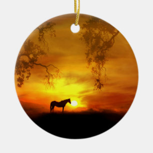Beautiful Horse and Sunrise Ornament