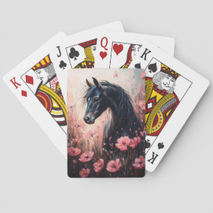 Beautiful Horse Blush Pink Wildflowers Playing Cards