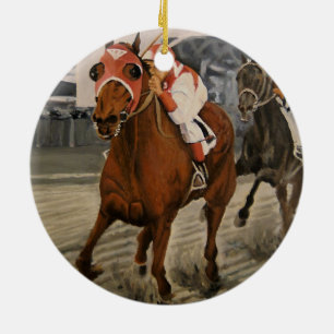 Beautiful Horse Delights Owners in Classic Race Ceramic Ornament