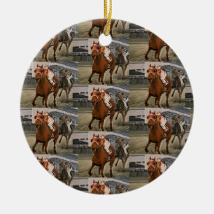 Beautiful Horse Delights Owners in Classic Race Ceramic Ornament