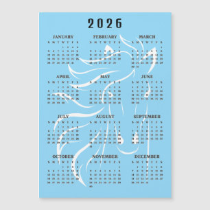 Beautiful Horse Design 2026 Calendar Magnetic Card