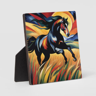 Beautiful Horse Galloping in a Wheat Field Plaque