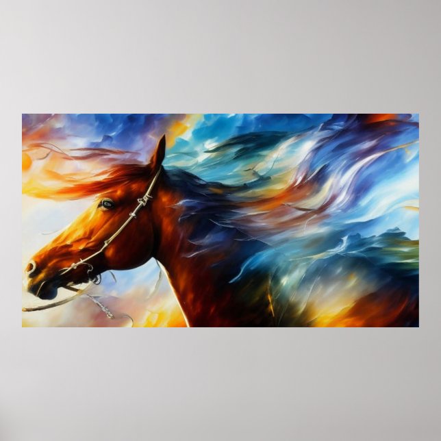 Beautiful horse galloping modern abstract art  poster (Front)