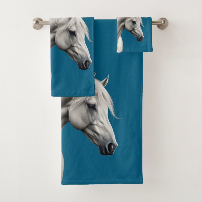 Beautiful Horse Head Bath Towel Set (Insitu)
