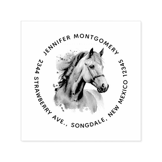 Beautiful Horse Head Portrait Address Self-inking Stamp (Design)