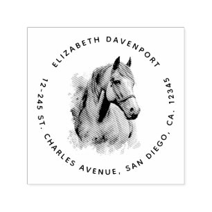 Beautiful Horse Head Portrait Address Self-inking Stamp