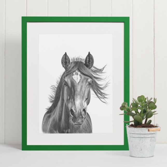 Beautiful Horse Head Portrait  Black white    Poster (Creator Uploaded)