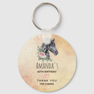 Beautiful Horse Head Portrait Watercolor Birthday Key Ring