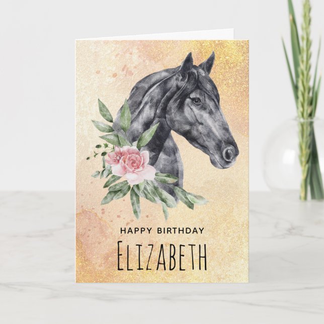 Beautiful Horse Head Portrait Watercolor Card (Front)
