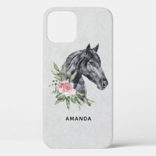 Beautiful Horse Head Portrait Watercolor iPhone 12 Case