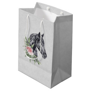 Beautiful Horse Head Portrait Watercolor Medium Gift Bag