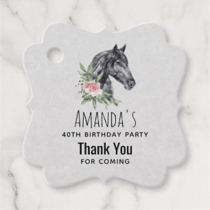 Beautiful Horse Head Portrait Watercolor Thank You Favour Tags