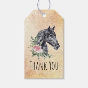 Beautiful Horse Head Portrait Watercolor Thank You Gift Tags