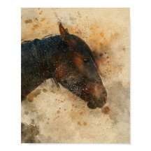 beautiful horse head watercolor painting