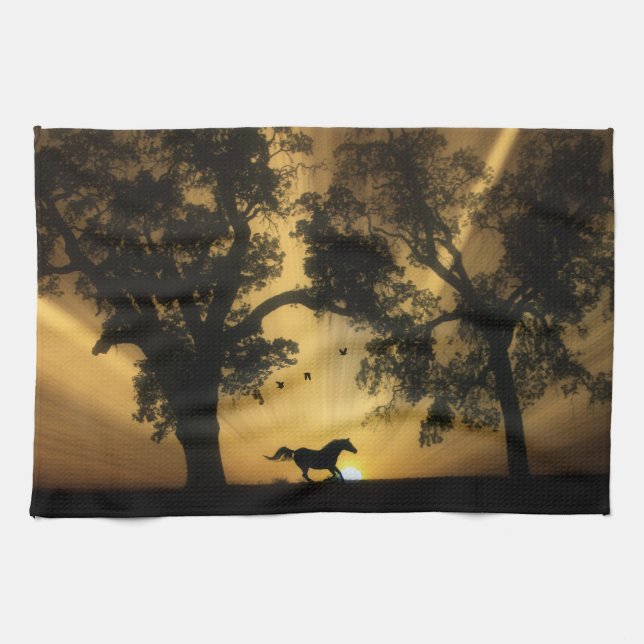 Beautiful Horse in Sunrise Kitchen Towel (Horizontal)