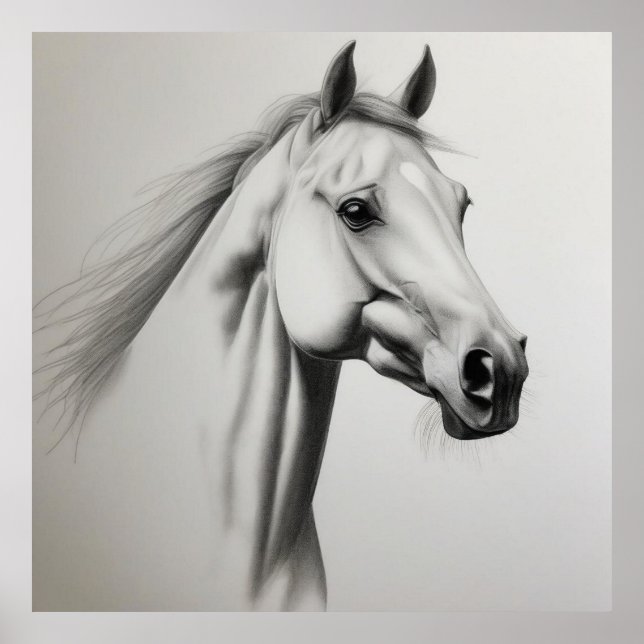 Beautiful horse Pencil drawing home office decor (Front)