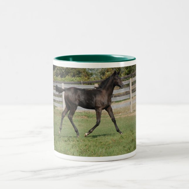 Beautiful Horse Running in a Field Two-Tone Coffee Mug (Center)