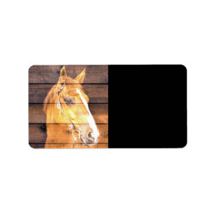 Beautiful Horse Rustic Barn Board Label