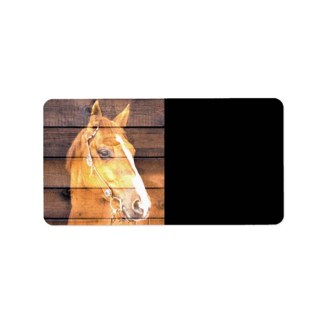 Beautiful Horse Rustic Barn Board Label (Front)