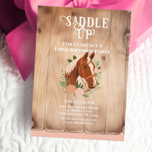 Beautiful Horse Rustic Country First Birthday Invitation