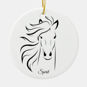 Beautiful horse silhouette & calligraphy on white ceramic ornament