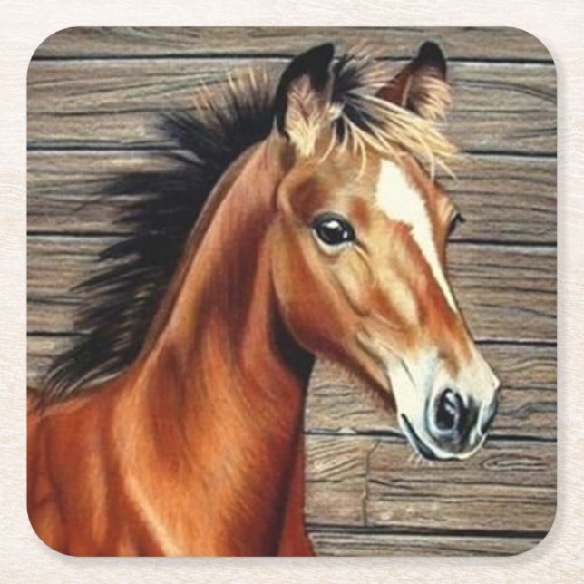 Beautiful Horse Square Paper Coaster (Front)