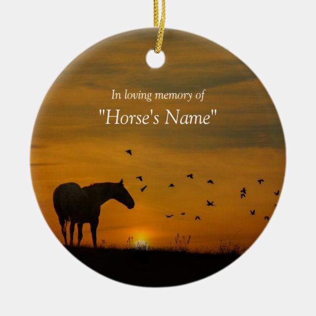 Beautiful Horse Sympathy Tribute Memorial Ceramic Ornament (Front)