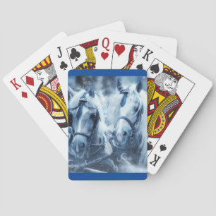 Beautiful Horse Team Winter Driving Photo Playing Cards