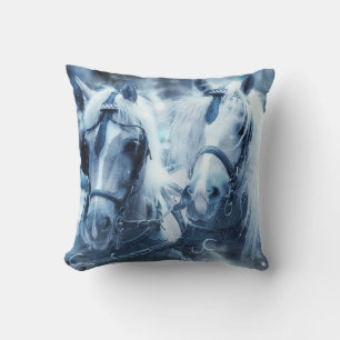 Beautiful Horse Team Winter Photo Cushion