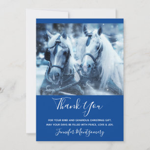 Beautiful Horse Team Winter Photo Thank You Card