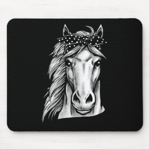 Beautiful Horse With Cute Polka Dot Bandanna - Han Mouse Pad