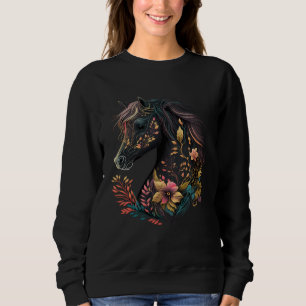 Beautiful Horse with Flowers and Plants Equestrian Sweatshirt