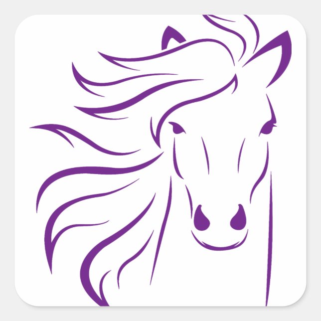 Beautiful Horse with Glamourous Mane Square Sticker (Front)