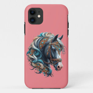 Beautiful Horse with jewel encrusted bridle iPhone 11 Case