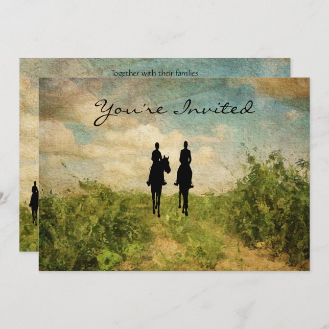 Beautiful Horseback Riding Couple Horse Wedding Invitation (Front/Back)