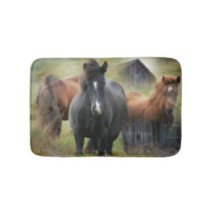 Beautiful Horses and Rustic Barn Bath Mat
