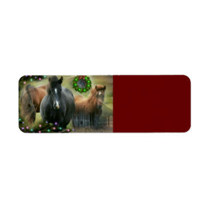 Beautiful Horses and Rustic Barn Christmas Return Address Label