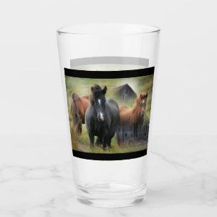 Beautiful Horses and Rustic Barn Glass