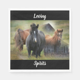 Beautiful Horses and Rustic Barn Napkin