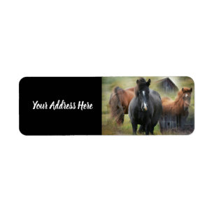 Beautiful Horses and Rustic Barn Return Address Label
