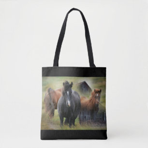 Beautiful Horses and Rustic Barn Tote Bag