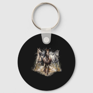 Beautiful Horses Drawing Art Horse Riding Men Wome Key Ring