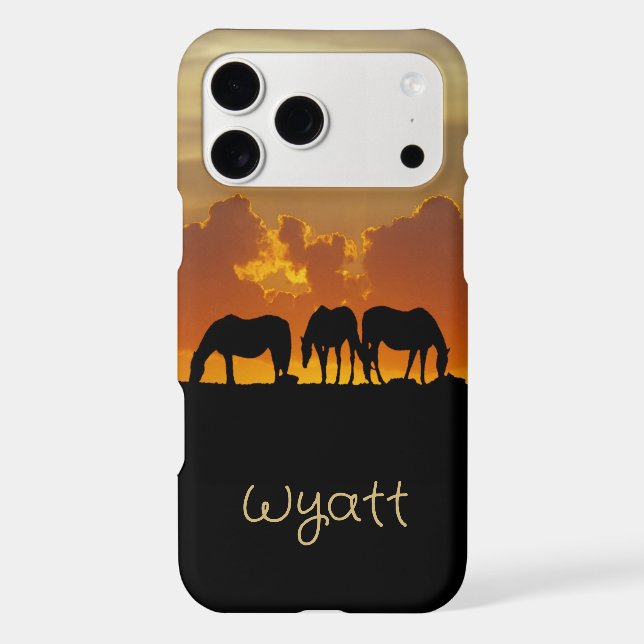 Beautiful Horses in Sunset Evening Custom Name (Back)