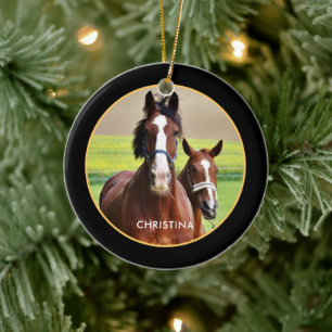 Beautiful horses personalised ceramic ornament