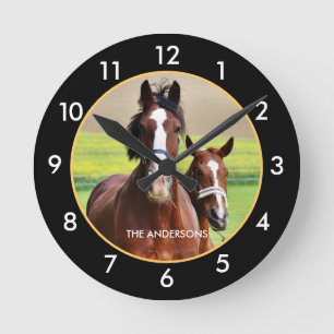 Beautiful horses  round clock